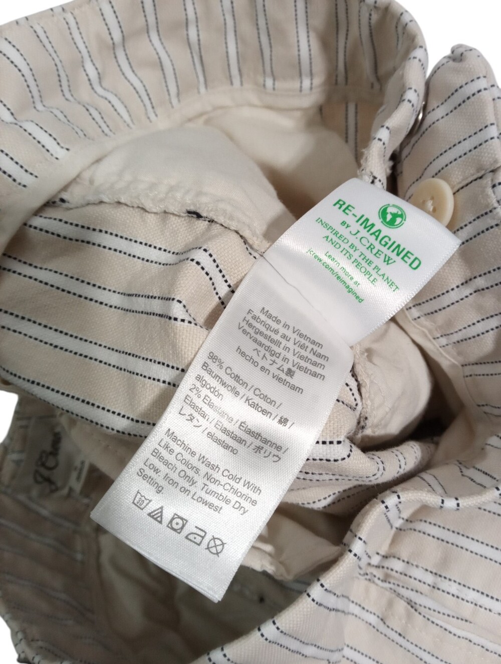 J.Crew Striped Pocket Shorts Beige White Tailored Hook Closure Casual Sz 6 - Picture 4 of 7